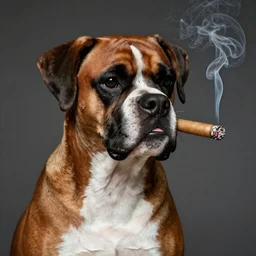 a boxer dog smoking a cigar trending on artstation 8k