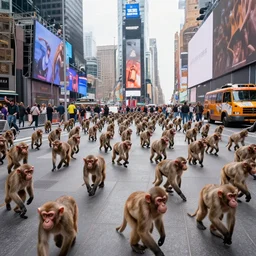 an infinite number of monkeys in new york time square