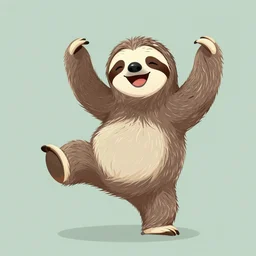a sloth dancing with joy, digital art