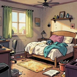 messy room in comic style