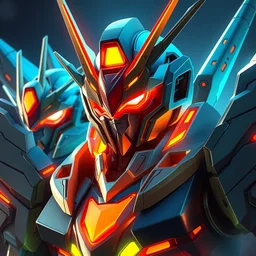 gundam 3 d robot ninja mask design armor engine ingame stylized digital illustration photo glowing aura global illumination ray tracing hdr fanart arstation by ian pesty, art by artgerm and greg rutkowski and magali villeneuve beeple, by thomas kinkade hearstone league of legends dofus overwatch and heartstone