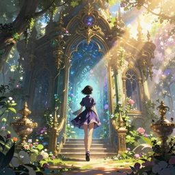 A realm of whispers and mysteries, intricate, elegant, fantasy, highly detailed, digital painting, concept art, Junji Ito, sharp focus, illustration, beautiful volumetric lighting, epic light, artstation, magic hour lighting, colorful, sunshine, springtime, art by Sylvain Sarrailh