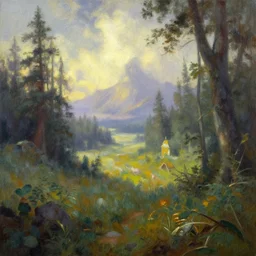 a fantasy lanscape  by joe fenton and bob ross