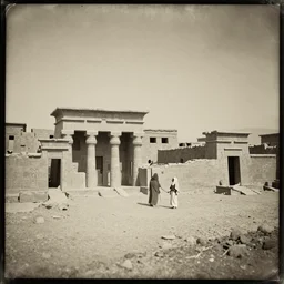 Ancient Egyptian village, tintype photography, 2000 BC, ancient photography