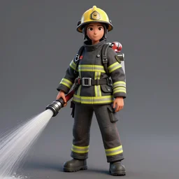 unreal engine 5 detailed 3 d model of attractive female fire fighter 3 d render, behance, high res model, human, holding a water jet fire fighting