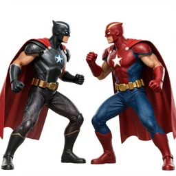ingant battle between Marvel and DC heroes, hyperdetailed