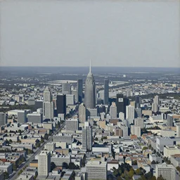 Minimalist painting of a satellite view of a city
