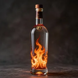a photo of a vodka bottle with flame fire designs in a plique - a - jour enameling technique, 5 0. 0 mm
