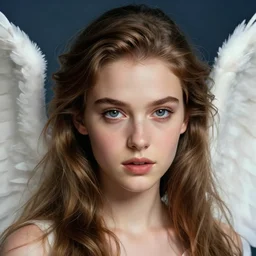 young elizabeth hurley as an angel with wings, hyper realistic face, beautiful eyes, fantasy art, in the style of greg rutkowski, illustration, epic, fantasy, intricate, hyper detailed, artstation, concept art, smooth, sharp focus, vibrant