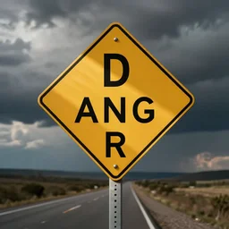 photo of a road sign that says D A N G E R