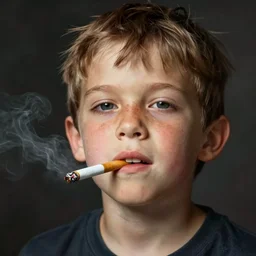 kid with a mouthful of cigarettes