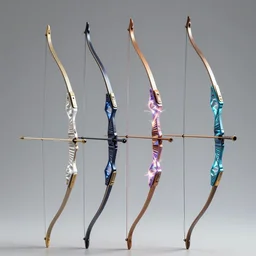 realistic concept art of magic infused bows, detailed, 1 4 5 0, delicate, hyper realism, ultra realistic, 8 k