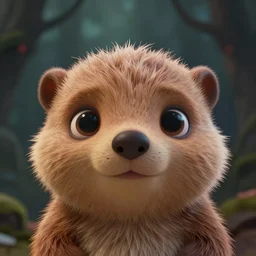 cute lil aardvark character, close - up portrait, short tan fur and big cutesy eyes, 3 d pixar style, trending on arstation octane rendered in 8 k unreal engine 5, cinematic and dramatic, gloomy, mystic and magical, fantastic and whimsical