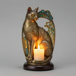 art nouveau cat lighting a candle
