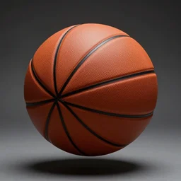 studio photo of a floating a leather basketball, hyper realistic, 8 k