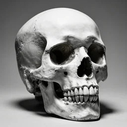 a skull cubist sculpture black and white hard light