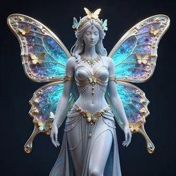 highly lifelike full body outline with butterflies wings regalia adornment's hdr into infinity, axonometric fantasy intricate elegant, gods of latent space, lush volumetric lighting 3 d modelling