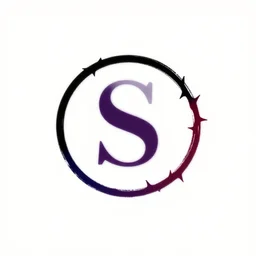 minimalist logo on white background. black, deep purple, deep red, dark blue. simple, elegant brushstrokes. motifs include thorns, brambles, society.