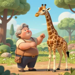 a fat grandma turning into a giraffe, vfx, detailed