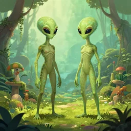 aliens as Adam and Eve in the paradise, Artstation
