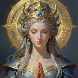Portrait of the oracle of peace, intricate, elegant, fantasy, highly detailed, digital painting, sharp focus, illustration, beautiful volumetric lighting, epic light, artstation, colorful, art by Gregory Crewdson