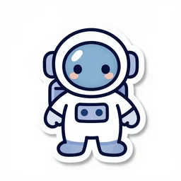 cute astronaut sticker art, limited colors, plain white background