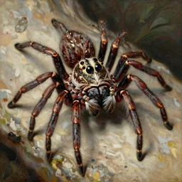 closeup portrait of royal jumping spider. painting by gaston bussiere and craig mullins and j. c. leyendecker and ernst haeckel and john william godward and hammershøi
