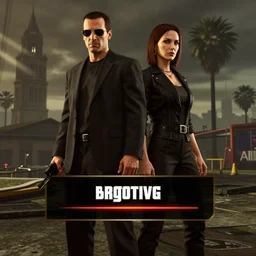 Neo and Trinity from the Matrix in GTA V loading screen art