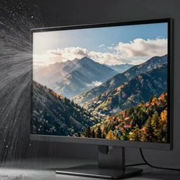 spraying water onto computer monitor