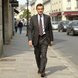 mr. bean walks down a street on a sunny day by william - adolphe bouguereau