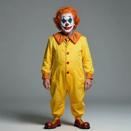 realistic full body illustration portrait of donald trump as clown with white face paint orange hair and yellow jumpsuit, cinematic trending on artstation, hyper - realistic lighting, intricate, ross tran, artgerm
