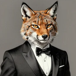 an anthropomorphic lynx wearing a tuxedo suit,Character design by charlie bowater, ross tran, artgerm, and makoto shinkai, detailed, inked, western comic book art, 2021 award winning painting,photorealistic,detailed face,professional lighting,studio photograph,hyperdetailed,art by greg rutkowski,digital art