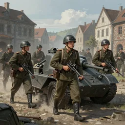polish soldiers defending their city in ww 2, digital art, realistic, artstation, detailed