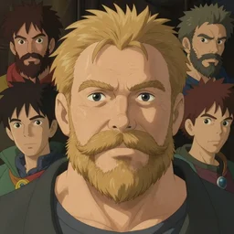 massive athlete with a blond mustache and a short beard, art by studio ghibli and j. c. leyendecker and greg rutkowski and artgerm and ilya kuvshinov, portrait, d & d, fantasy, highly detailed, digital painting, headshot, trending on artstation, concept art, sharp focus, illustration