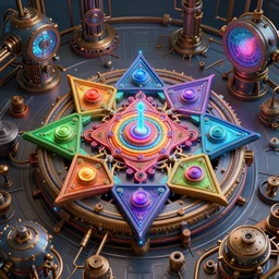 steampunk engine laboratory 3 d volume mandala chakra digital color stylized concept substance natural color scheme, global illumination ray tracing hdr fanart arstation by sung choi and eric pfeiffer and gabriel garza and casper konefal