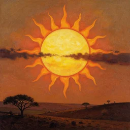 drawing of the sun in the style of jose gabriel alegria sabogal