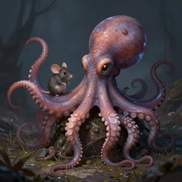 fusion combination chimera amalgamation of octopus+mouse, fantasy art