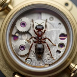ants eye view from inside a clockwork watch, hyper realistic photo, full colour, upscale, 8 k