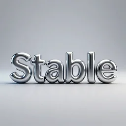 3 d render, octane render metal silver shiny chrome text that says stable