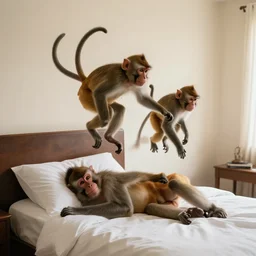 Go to bed, while monkeys jump on bed