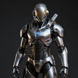 crow wearing futuristic cybernetic battle armour, dramatic lighting, portrait, realistic reflections