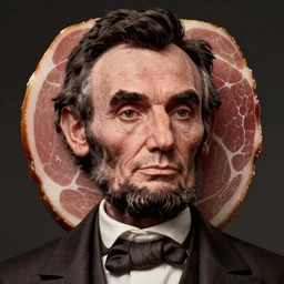 abraham lincoln's face on a slice of ham, hyperdetailed, artstation, cgsociety, 8 k