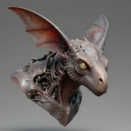 game concept art, muscular, exoskeleton, chiroptera head, chiroptera ears, chiroptera nose, hyperrealism, fine detail, artstation, cgsociety, zbrush, no background