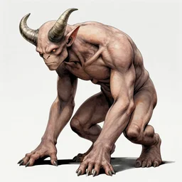 humanoid hunched figure troll with 1 horn, fantasy, highly detailed, digital art, sharp focus, trending on art station, kentaro miura manga art style