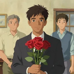 artwork by Michael Whelan, Bob Larkin and Tomer Hanuka, of a solo individual portrait of an Indian guy with love and roses, dapper, simple illustration, domestic, nostalgic, full of details, by Makoto Shinkai and thomas kinkade, wes anderson, wes anderson, wes anderson, wes anderson, wes anderson, Matte painting, trending on artstation and unreal engine
