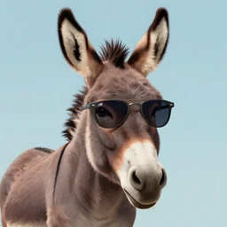 a donkey wearing cool sunglasses, illustration, realistic artstation