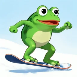 pepe the frog jumping on a snowboard, socialist realism, north korea propaganda style