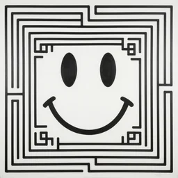 an amaze art painting using single line in style of geoff slater, amaze art, smiling face