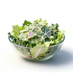 iridescent caesar salad, stylized 3d render, isolated on a pure white background, centered, entire object in frame, sharp focus, soft studio lighting
