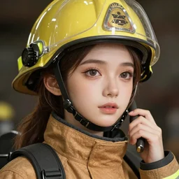 portrait anime elven firefighter girl, cute - fine - face, pretty face, realistic shaded perfect face, fine details. anime. realistic shaded lighting by ilya kuvshinov giuseppe dangelico pino and michael garmash and rob rey, iamag premiere, aaaa achievement collection, elegant, fabulous, eyes open in wonder